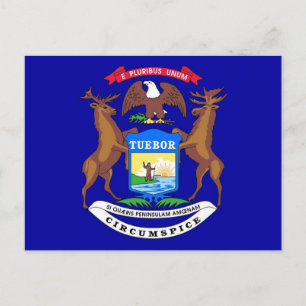 Cartão postal com a bandeira do Estado de Michiga