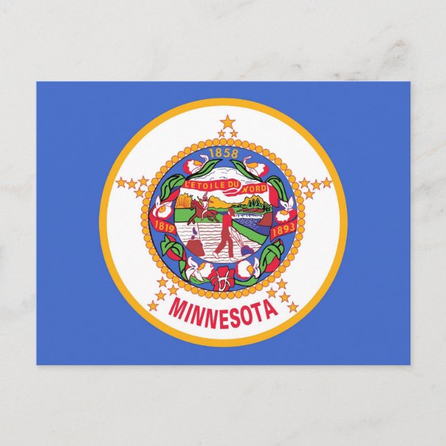 Cartão postal com a bandeira do Estado de Minnesot (Frente)