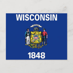 Cartão postal com a bandeira do Estado de Wiscons