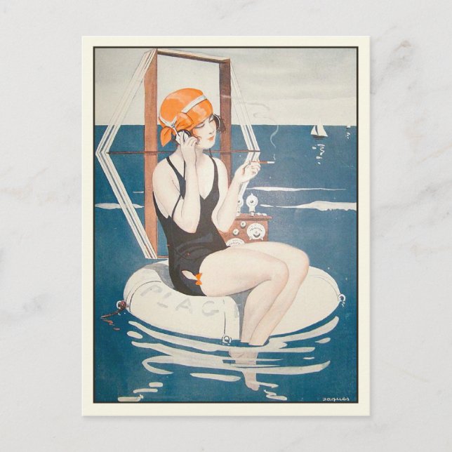 Cartão postal com a ilustração de Verão francês Vi (Frente)