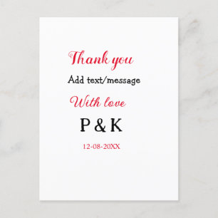 Cartão Postal Com amor adicione o nome do casal carta obrigado a