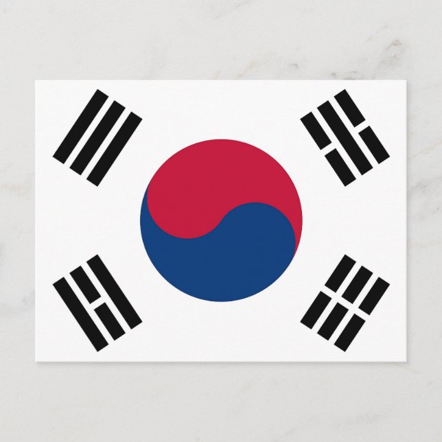 Cartão postal com bandeira da Coreia do Sul (Frente)