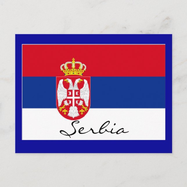 Cartão postal com bandeira da Sérvia (Frente)
