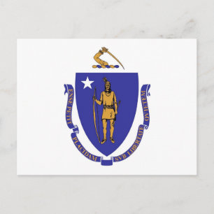 Cartão postal com bandeira do Estado de Massachuse