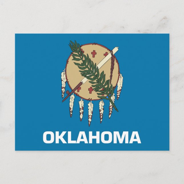 Cartão postal com Bandeira do Estado de Oklahoma - (Frente)