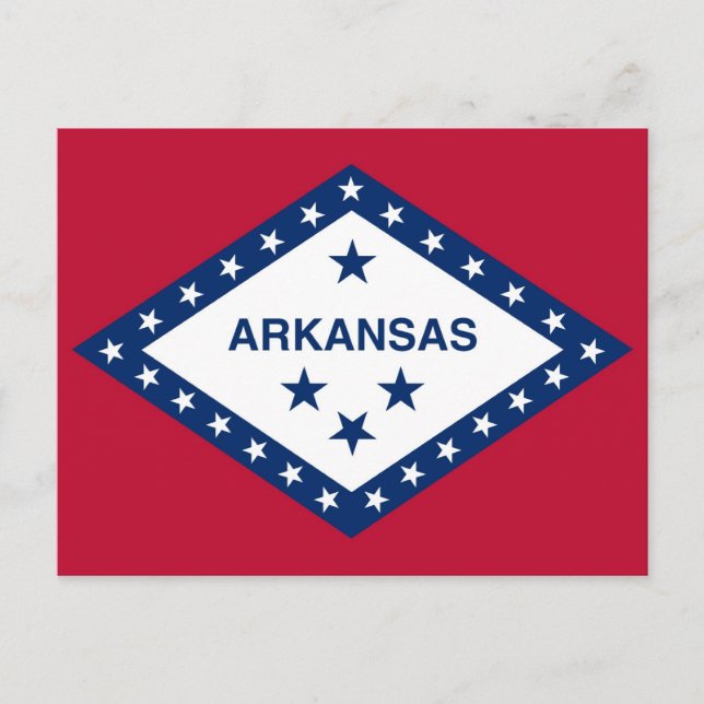 Cartão postal com bandeira do Estado do Arkansas - (Frente)