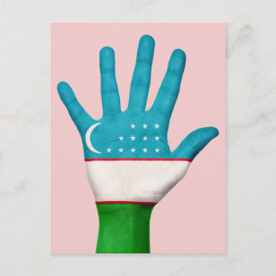 Cartão postal com bandeira do Usbequistão