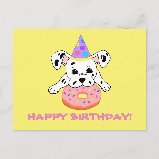 Cartão postal com cachorrinho dálmata fofo com don (Frente)