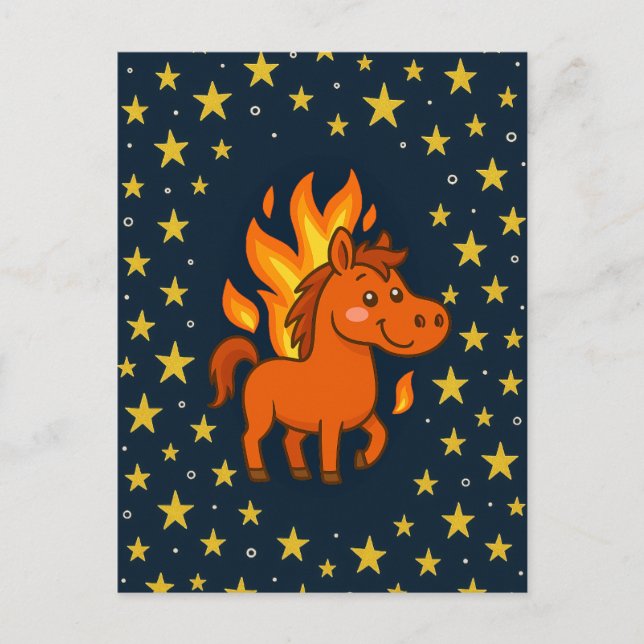 Cartão postal com cavalos vermelhos (Frente)