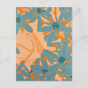Cartão postal com design contemporâneo de folhas e