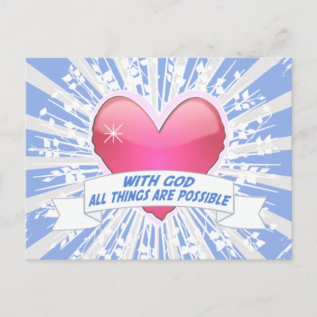 Cartão Postal Com Deus, todas as coisas são possíveis (Frente)