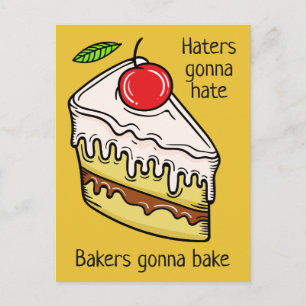 Cartão postal com fatia de Bolo de Texto e Cor Per