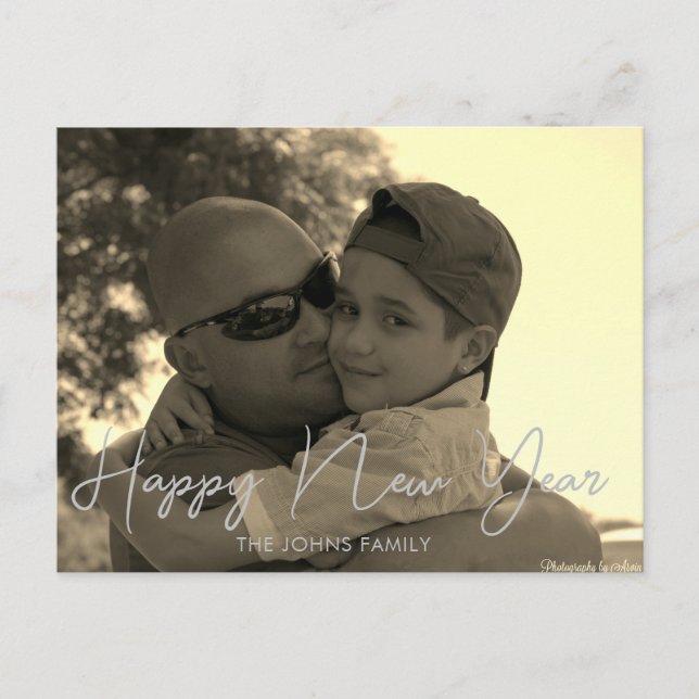 Cartão postal com Felizes anos novos minimalistas  (Frente)