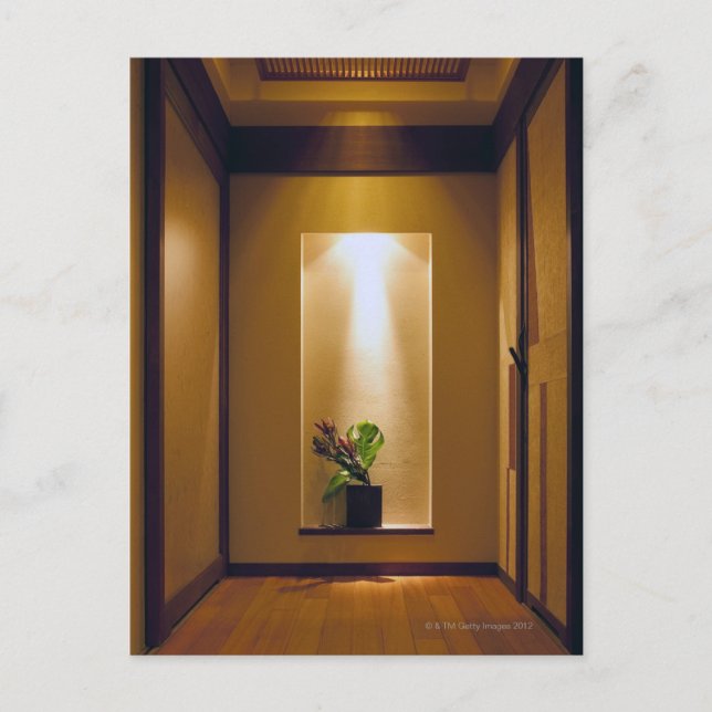 Cartão Postal com flor e interior ao estilo japonês (Frente)