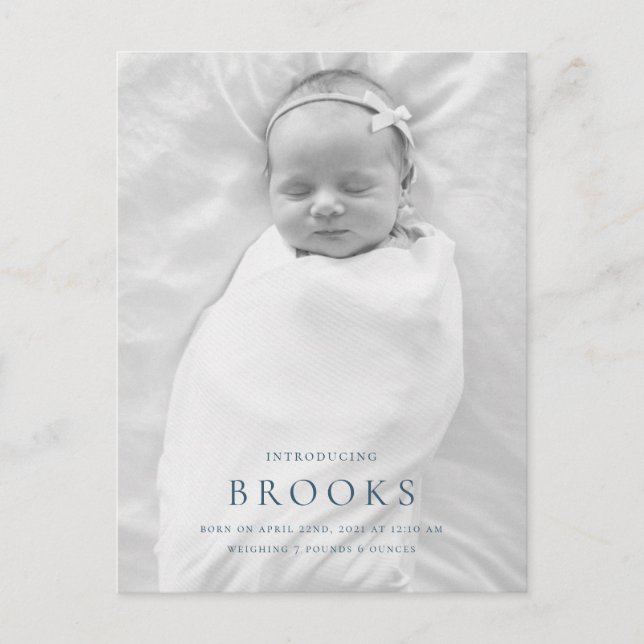 Cartão postal com foto do anúncio de nascimento (Frente)