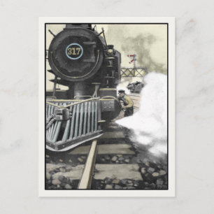 Cartão postal com Ilustração Ferroviária Vintage