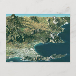 Cartão Postal Com Imagem de Satélite Sobre Cidade 