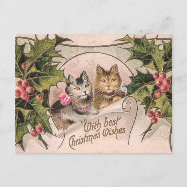 Cartão Postal "Com Melhores Desejos de Natal" Vitoriano (Frente)