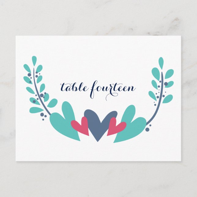 Cartão postal com Número de Tabela de Casamento de (Frente)