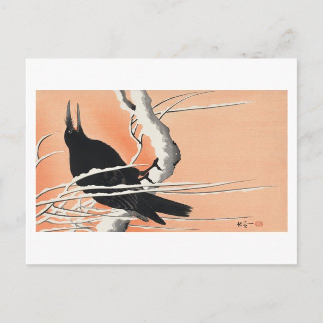 Cartão postal com o design de Ohara Koson (Frente)