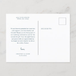 Cartão postal com obrigado de Aquarela Azul e Rosa