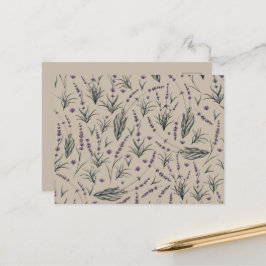 Cartão postal com padrão botânico de lavanda