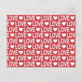 Cartão postal com padrão de amor branco
