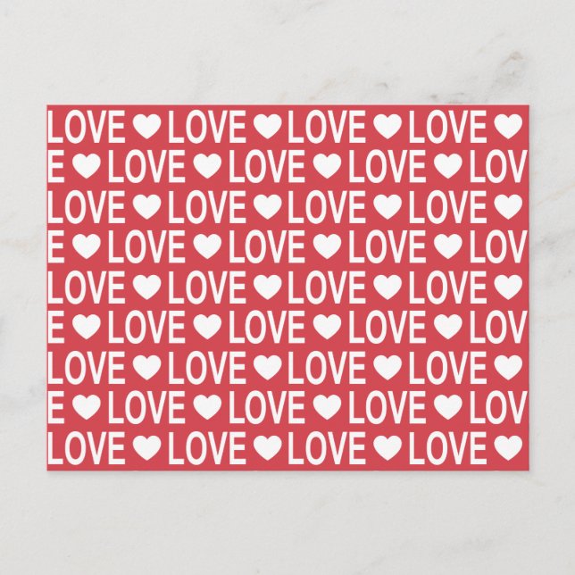 Cartão postal com padrão de amor branco (Frente)