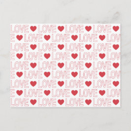 Cartão postal com padrão de amor - Contorno Vermel