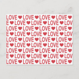 Cartão postal com padrão de amor vermelho