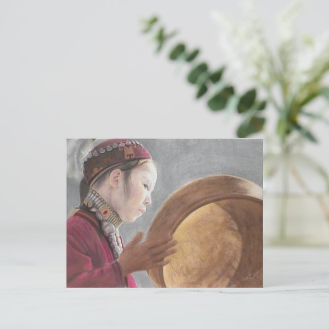 Cartão postal com Pastel da Menina Afegã (Em pé/Frente)