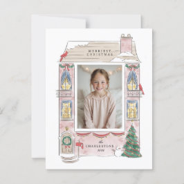 cartão postal com quadro doméstico de feriado feli