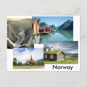 Cartão postal com quatro paisagens na Noruega