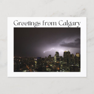 Cartão postal com relâmpago sobre a Calgary