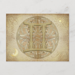Cartão postal com Sinal Zodíaco Gemini