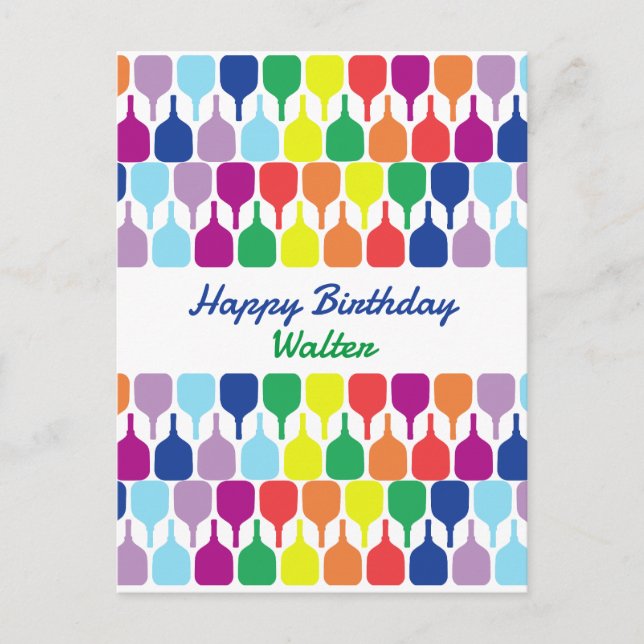 Cartão Postal Com texto, remo 💚 remo de picleball ❤️ 💛 💙 (Frente)