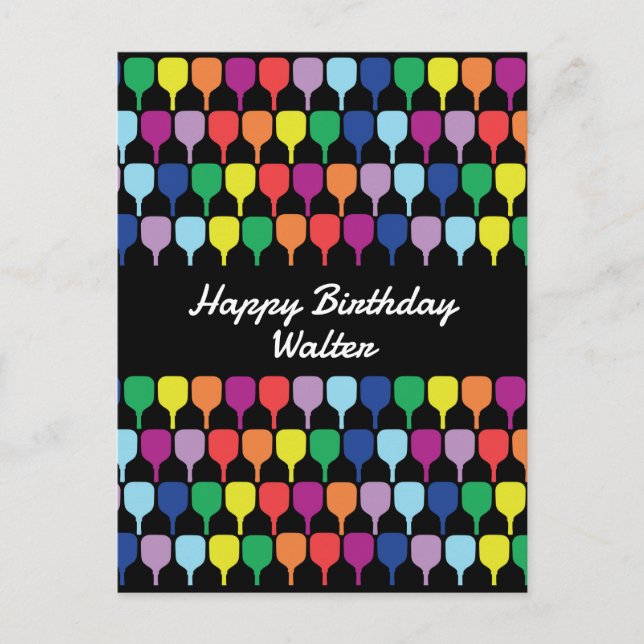 Cartão Postal Com texto, remo 💚 remo de picleball ❤️ 💛 💙 (Frente)