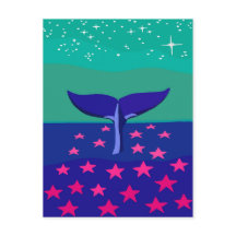 Cartão postal com uma bela fotografia de baleia