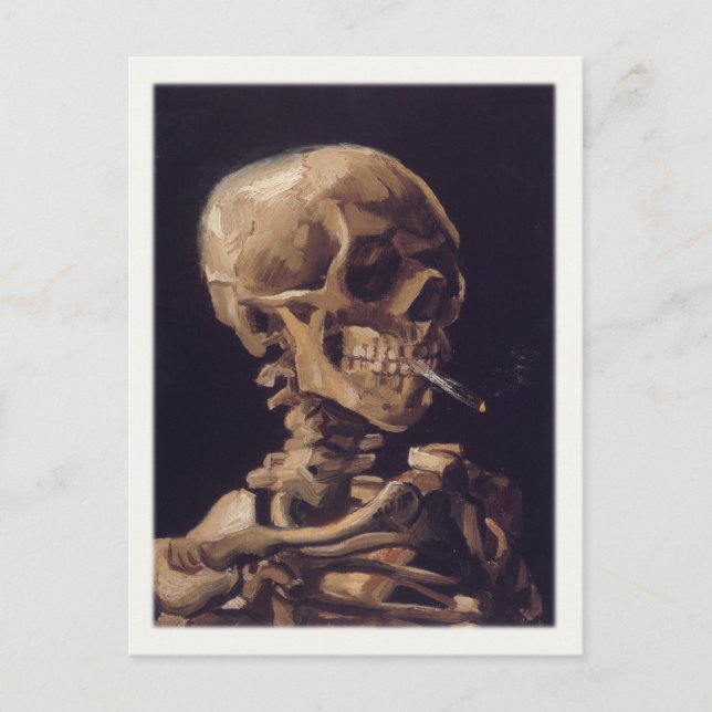 Cartão Postal Com Uma Caveira Fumando (Frente)