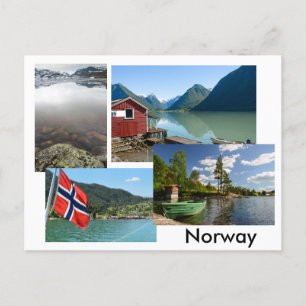 Cartão postal com várias paisagens na Noruega