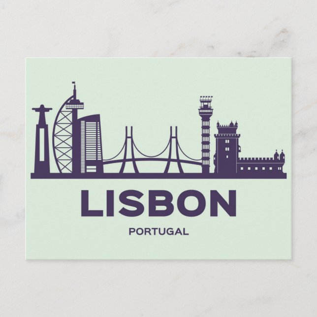 Cartão postal com viagem do horizonte de Lisboa Po (Frente)