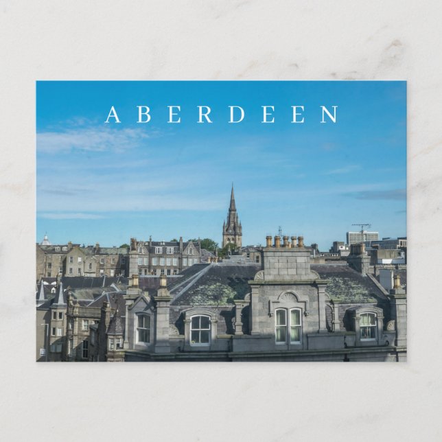 cartão postal com vista panorâmica de Aberdeen (Frente)