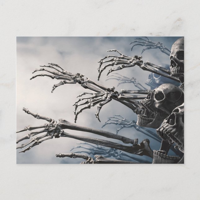 Cartão Postal Coma Bebida Tenha Medo De Zombie Skeleton Hallowee (Frente)