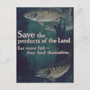 Cartão Postal Coma Mais Peixe - Vintage