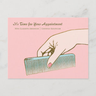 Cartão Postal Comb de Vintagem Dourada rosa com lembrete de comp