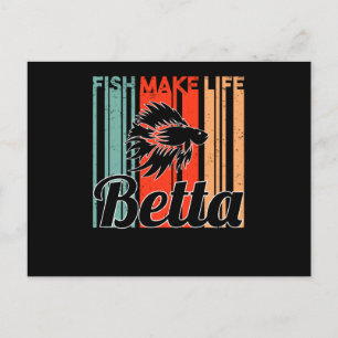 Cartão Postal Combatendo Aquário de Peixes Betta Retro