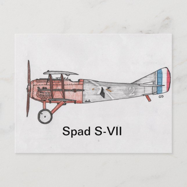 Cartão Postal Combatente S-VII Spad WW1 (Frente)