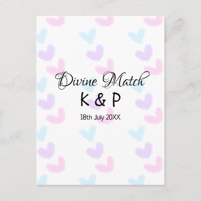 Cartão Postal Combinação divina adicionar nome do casal letra pa (Frente)