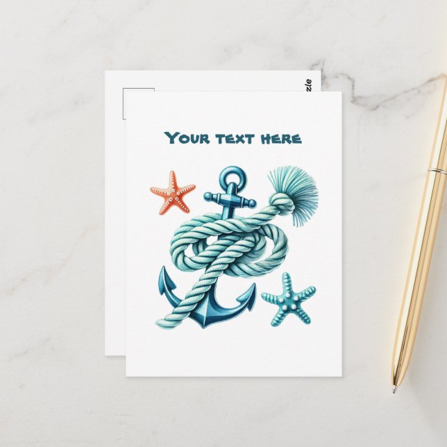 Cartão Postal Combinação náutica personalizável de praia em form (Frente/Verso In Situ)