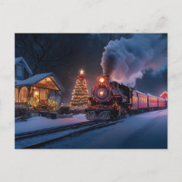 Cartão Postal Comboio a vapor passando pela cidade de Natal